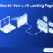 How to Host a v0 Landing Page — Free Preview, Then a Custom Domain When You're Ready Isometric diagram showing a laptop with an AI icon generating a browser window that connects to a small storefront with calendar, chat, and payment icons, illustrating how to host a v0 landing page on Builderall.