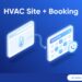 How to Get Your AI-Generated HVAC Site Online (With Booking + Emergency-Call Routing) Isometric diagram showing a website with a temperature icon connected to a booking calendar with a call icon, illustrating booking and call routing for an AI-generated HVAC company website.